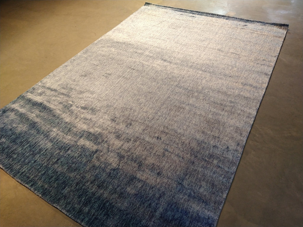 6.1 x 9.1 PLAINE LIGHT BLUE AREA RUG HANDMADE INDIA SHINY RUG #F-5666