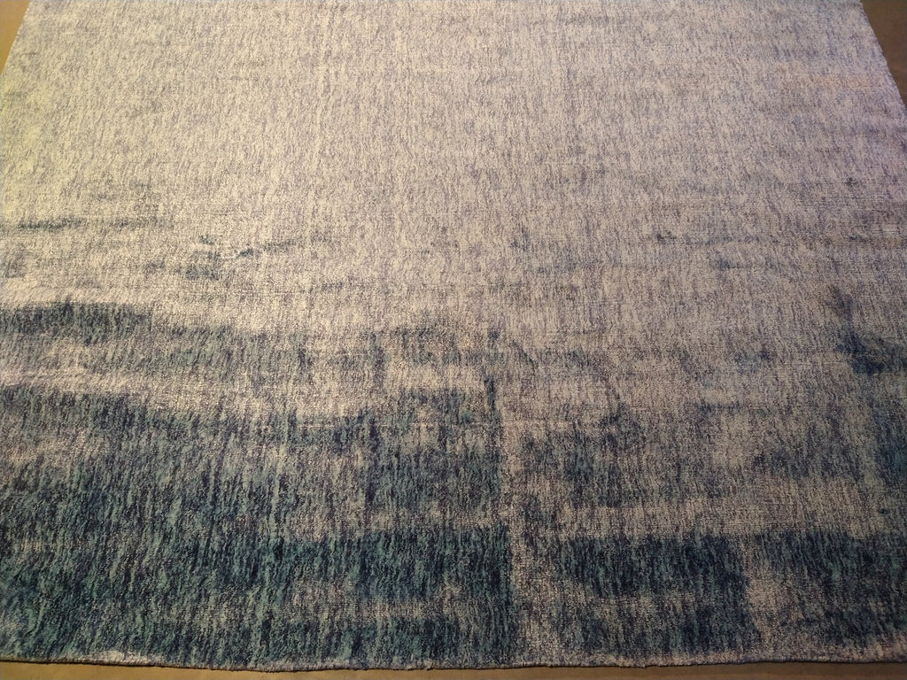 6.1 x 9.1 PLAINE LIGHT BLUE AREA RUG HANDMADE INDIA SHINY RUG #F-5666