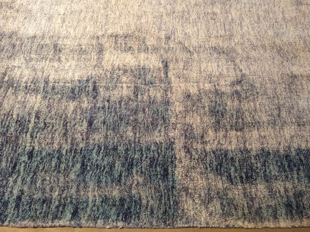 6.1 x 9.1 PLAINE LIGHT BLUE AREA RUG HANDMADE INDIA SHINY RUG #F-5666