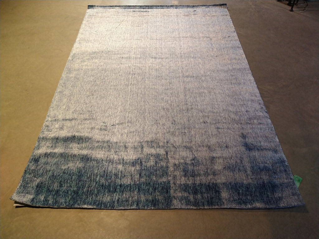 6.1 x 9.1 PLAINE LIGHT BLUE AREA RUG HANDMADE INDIA SHINY RUG #F-5666