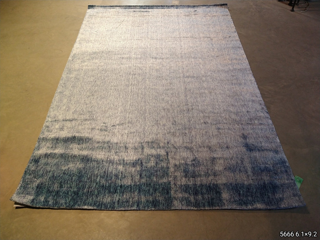 6.1 x 9.1 PLAINE LIGHT BLUE AREA RUG HANDMADE INDIA SHINY RUG #F-5666