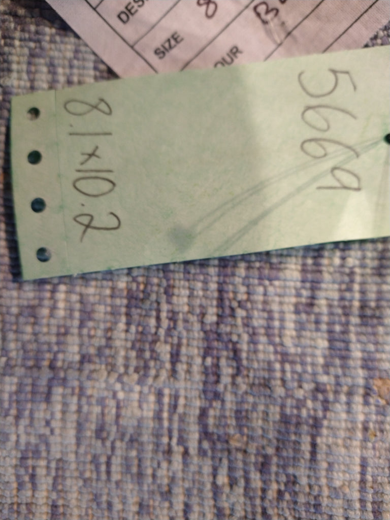 8.1 x 10.2 LIGHT BLUE WOOL and Bamboo Silk Plain Modern handmade Rug #F-5669