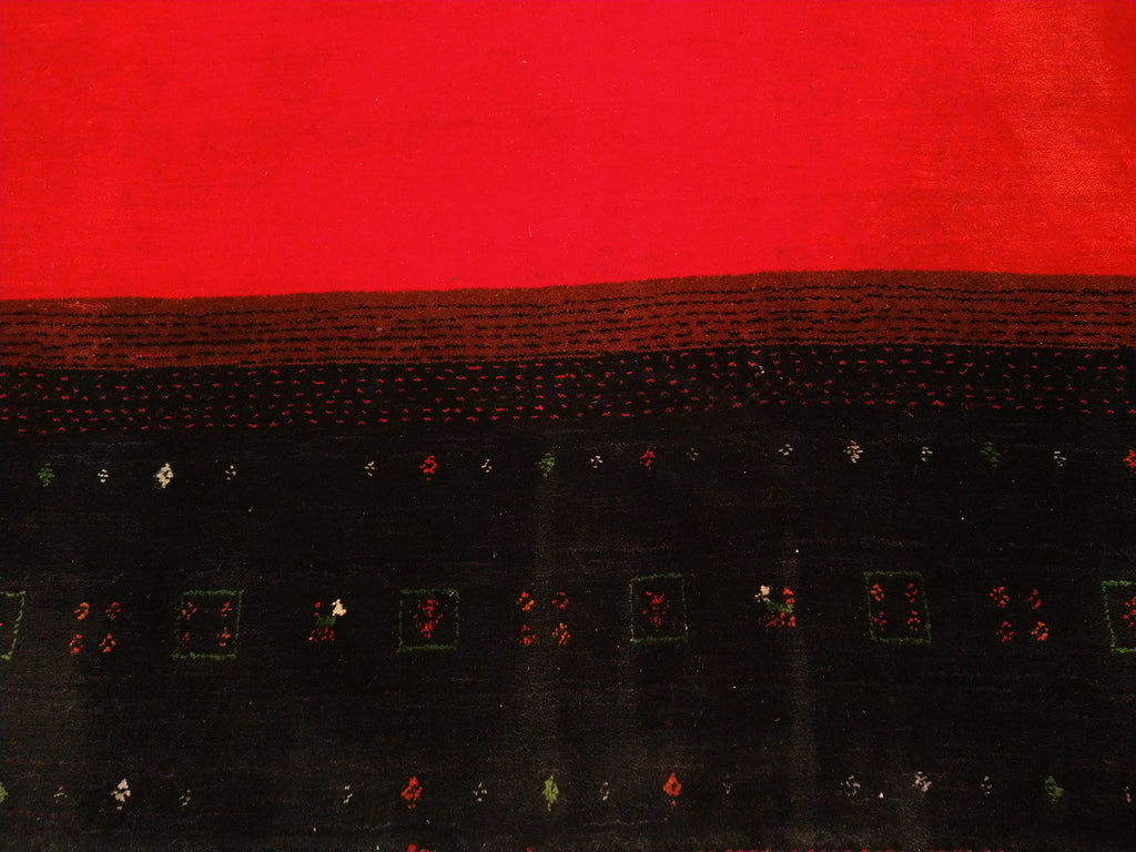 8.3 x 9.11 GABBEH RUG COLORFUL BORDER SOLID RED HANDMADE INDIA #F-5670