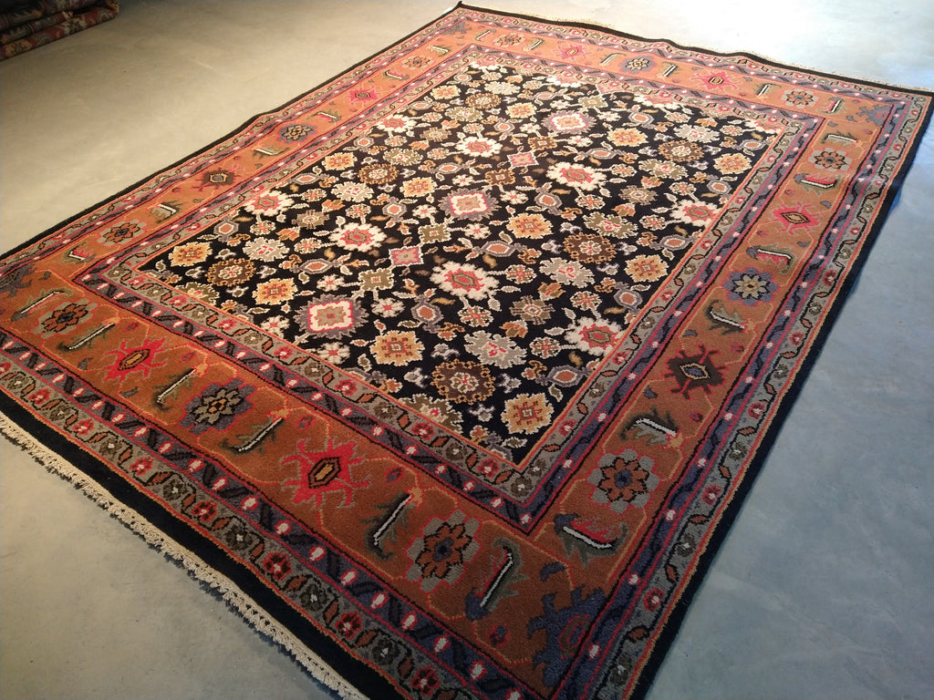 7.11 x 10.3 Hand-knotted Mahal Rug BLACK CORAL#F-5675