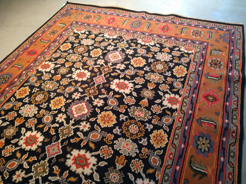 7.11 x 10.3 Hand-knotted Mahal Rug BLACK CORAL#F-5675