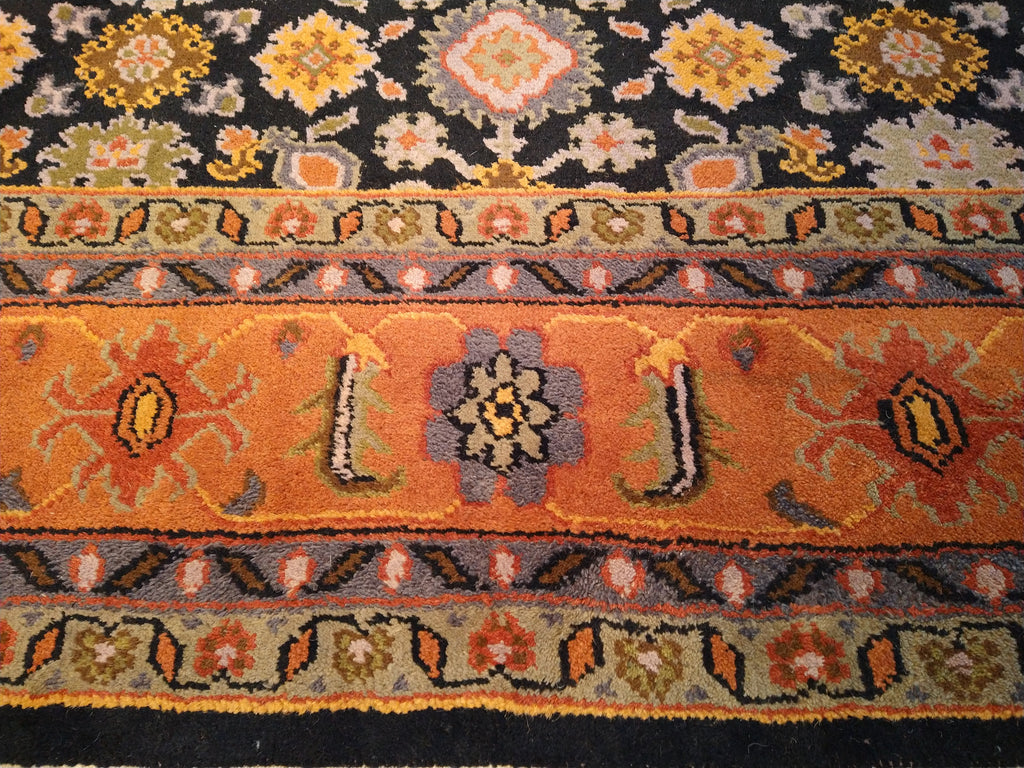 7.10 x 10 BLACK CORAL HANDMADE WOOL RUG #F-5676