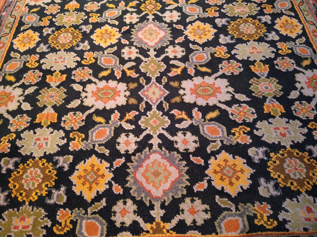 7.10 x 10 BLACK CORAL HANDMADE WOOL RUG #F-5676