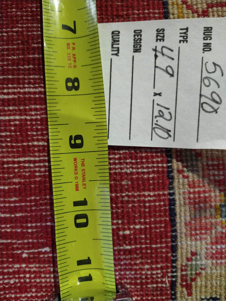 4.9 x 12.10 Persian Red Runner Transitional Formal Rug #F-5690