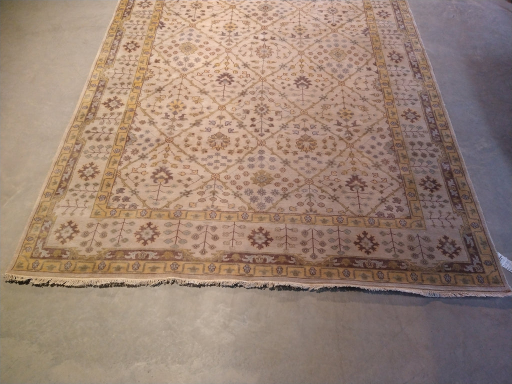 7.10 x 9.7 New Handmade Oushak Rug Beige Gold #F-5720