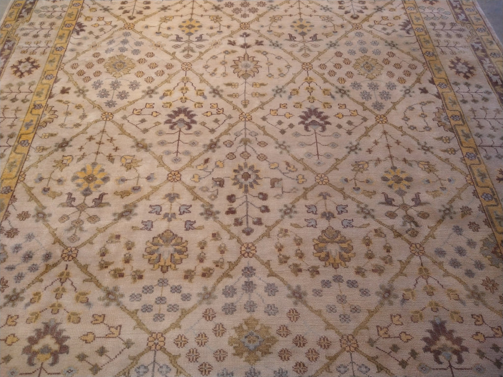 7.10 x 9.7 New Handmade Oushak Rug Beige Gold #F-5720