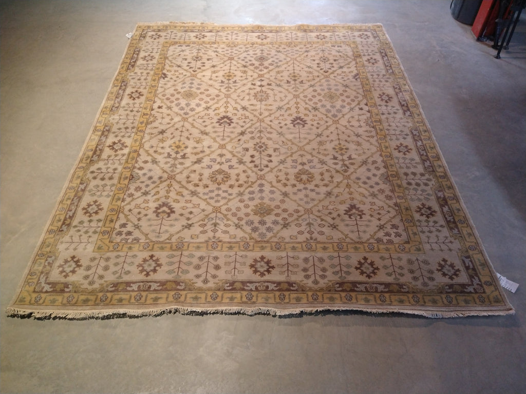7.10 x 9.7 New Handmade Oushak Rug Beige Gold #F-5720
