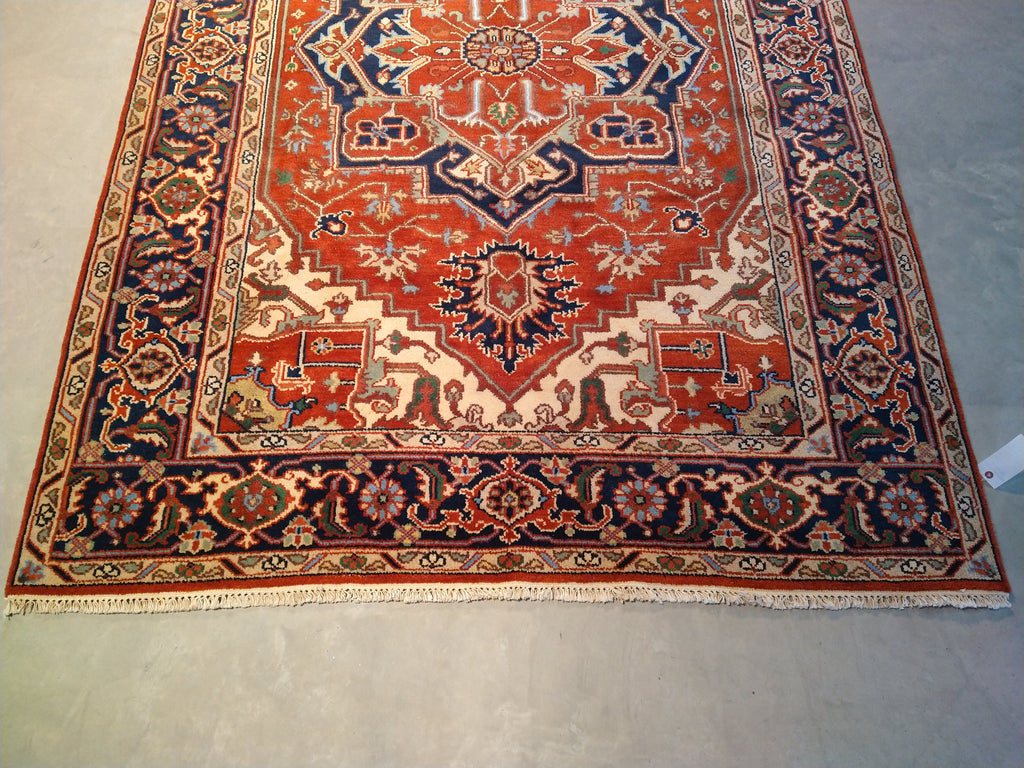 6.1 x 8.11 New Handmade Serapi Natural Wool Rug Decorative Colors #F-5721