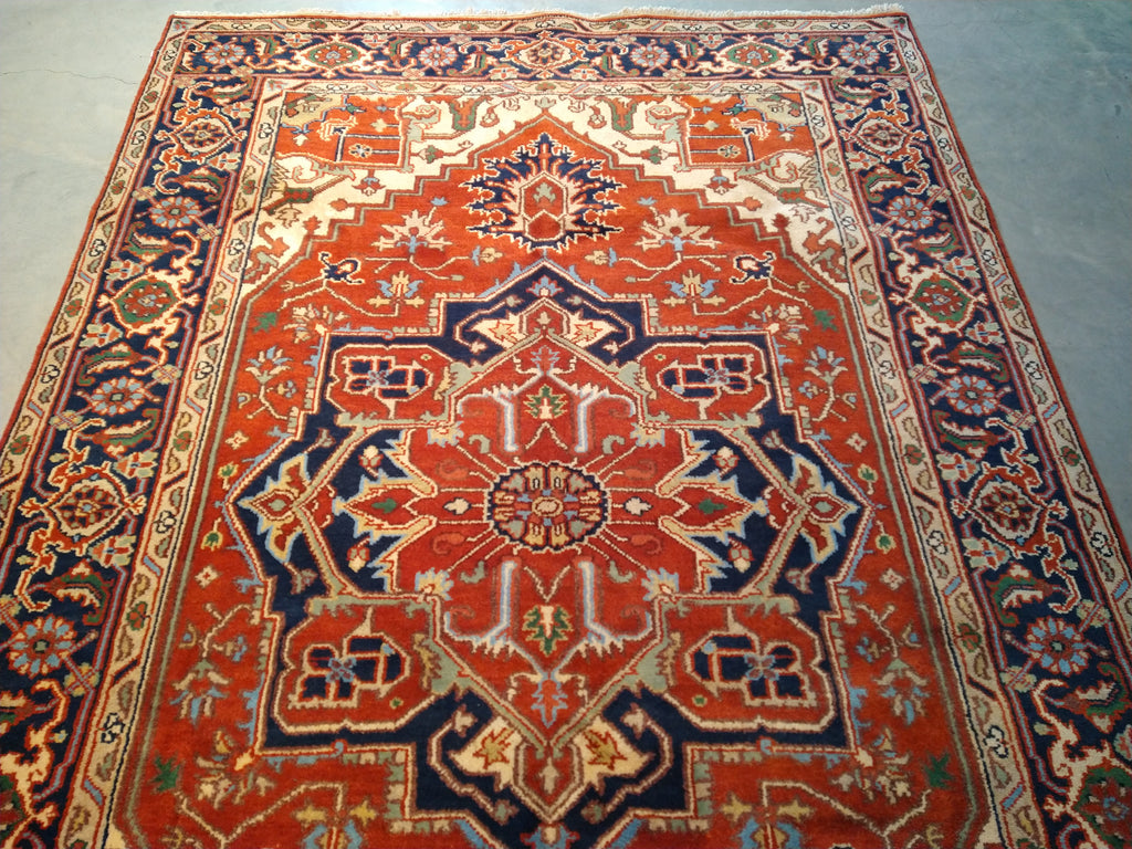 6.1 x 8.11 New Handmade Serapi Natural Wool Rug Decorative Colors #F-5721