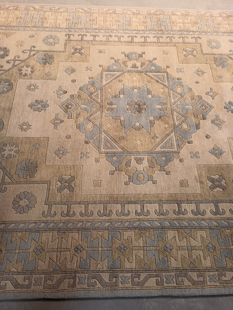 6 x 9 New Geometric Oushak Rug Neutral Colors #F-5727