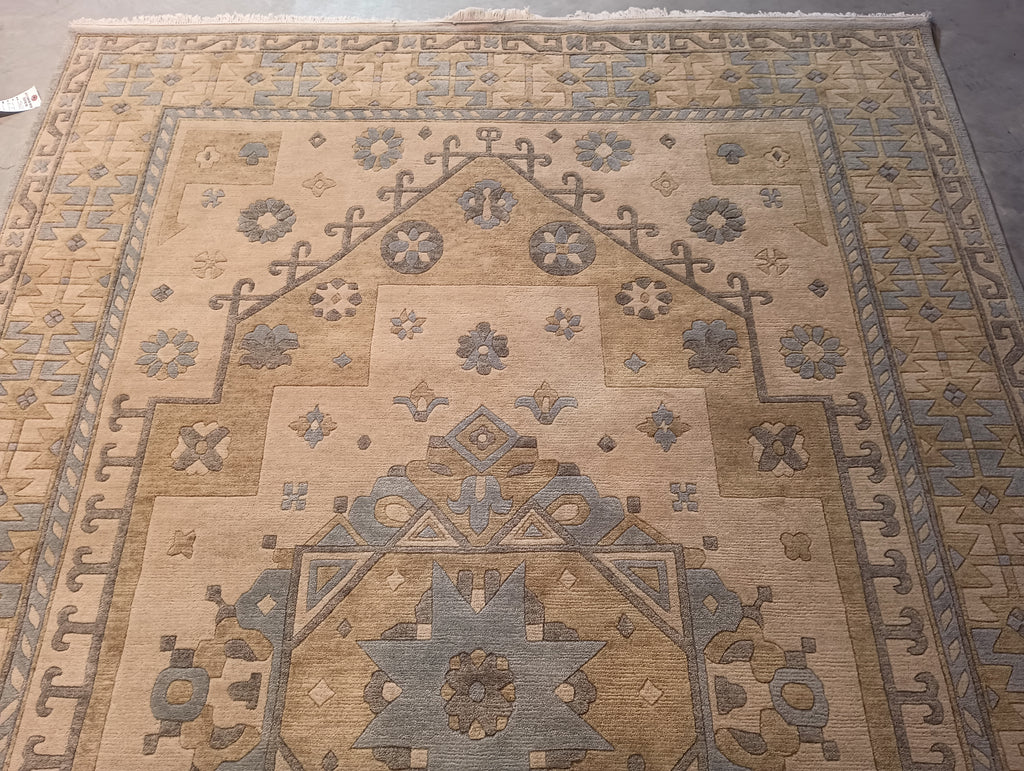 6 x 9 New Geometric Oushak Rug Neutral Colors #F-5727