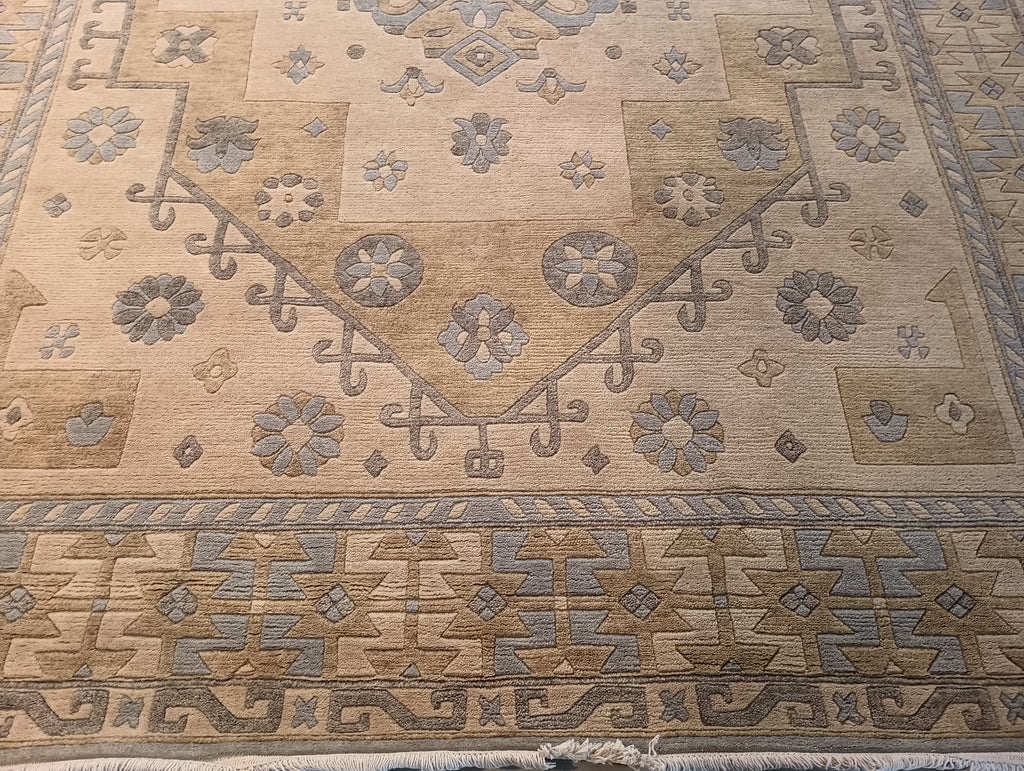 6 x 9 New Geometric Oushak Rug Neutral Colors #F-5727