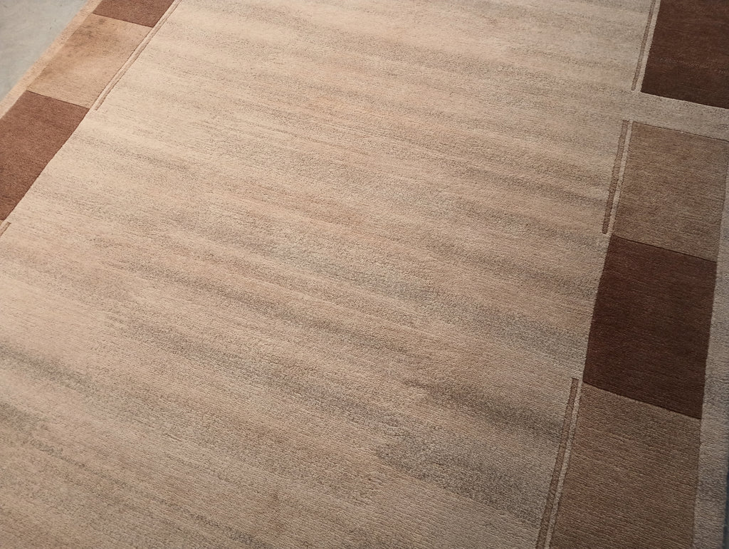 5.8 x 8.10 Plain Color Beige Brown Modern Handmade Rug #F-5776