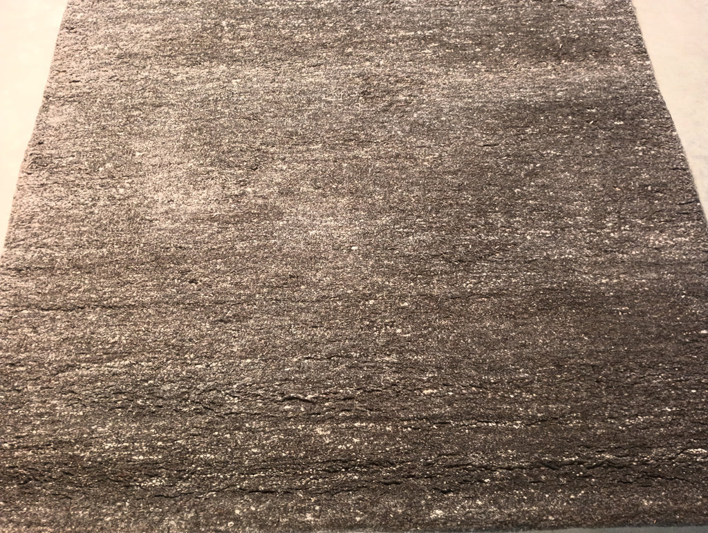 4.1 x 6 Plain BROWN Handmade Wool Rug #F-5777