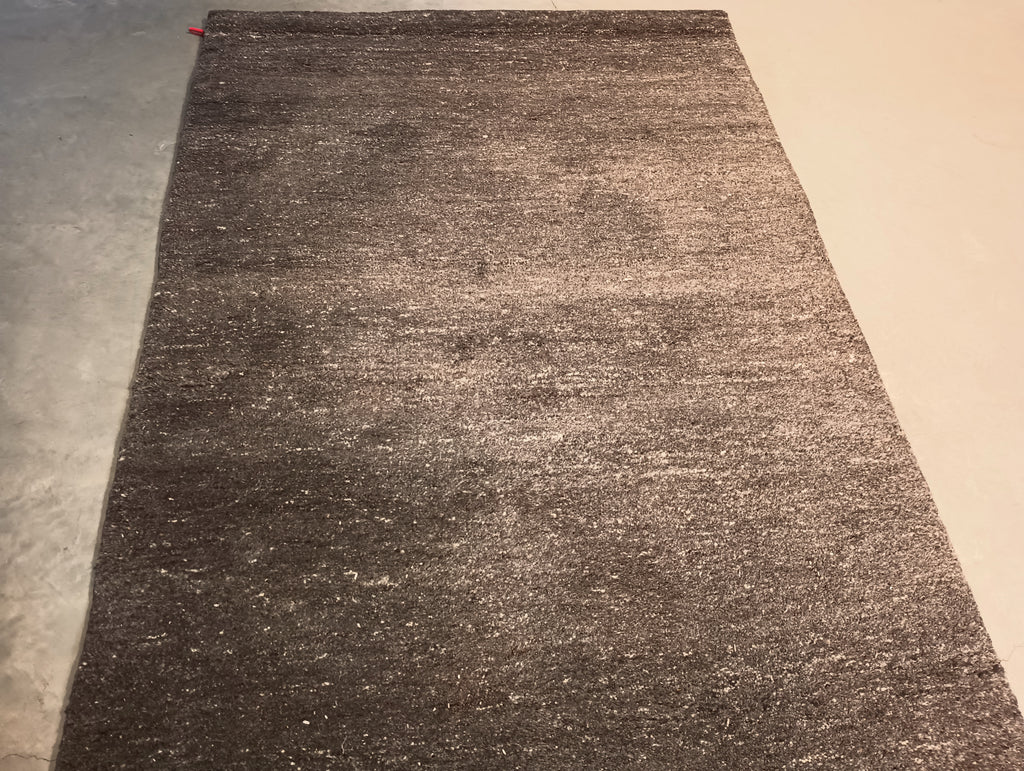 4.1 x 6 Plain BROWN Handmade Wool Rug #F-5777