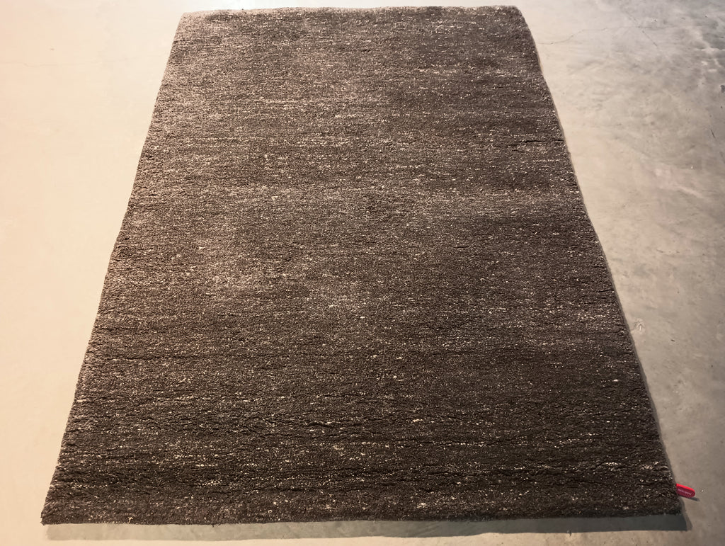 4.1 x 6 Plain BROWN Handmade Wool Rug #F-5777