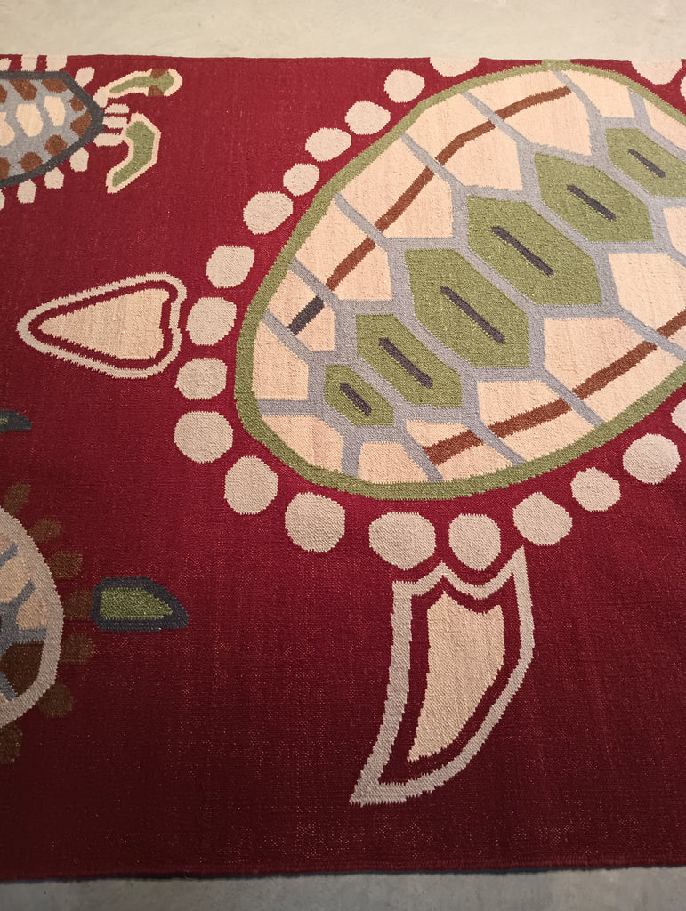 5.2 x 8.1 CONTEMPORARY Handmade rug Kids Turtle Pattern #F-5779