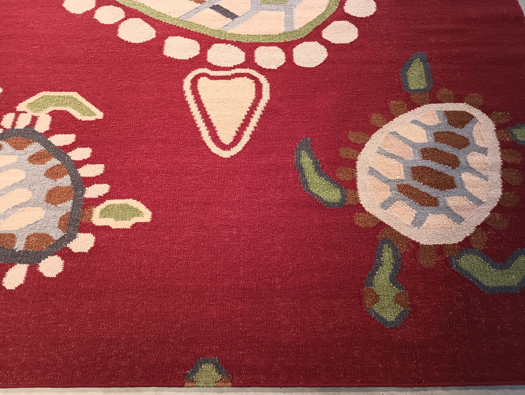 5.2 x 8.1 CONTEMPORARY Handmade rug Kids Turtle Pattern #F-5779