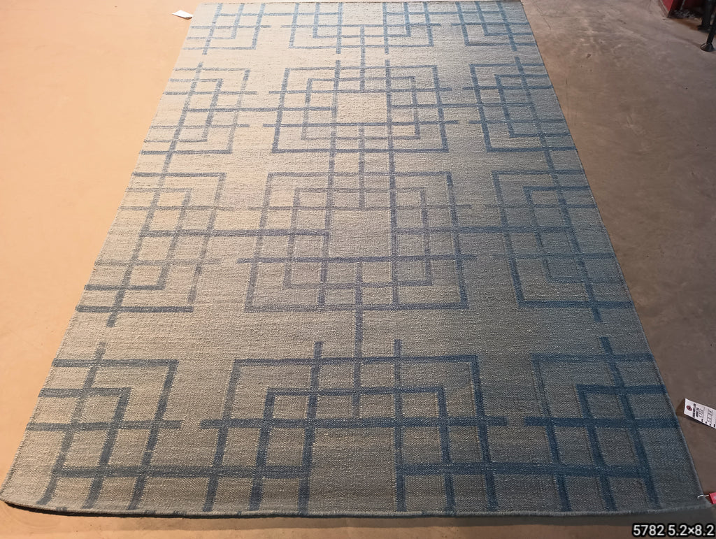 5.2 x 8.2 SALE Contemporary Handmade Rug Slate Gray #F-5782