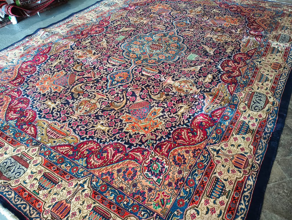 9.5 x 13 Persian Kshamar Rug Pre ownedBlue, Multi #F-5802