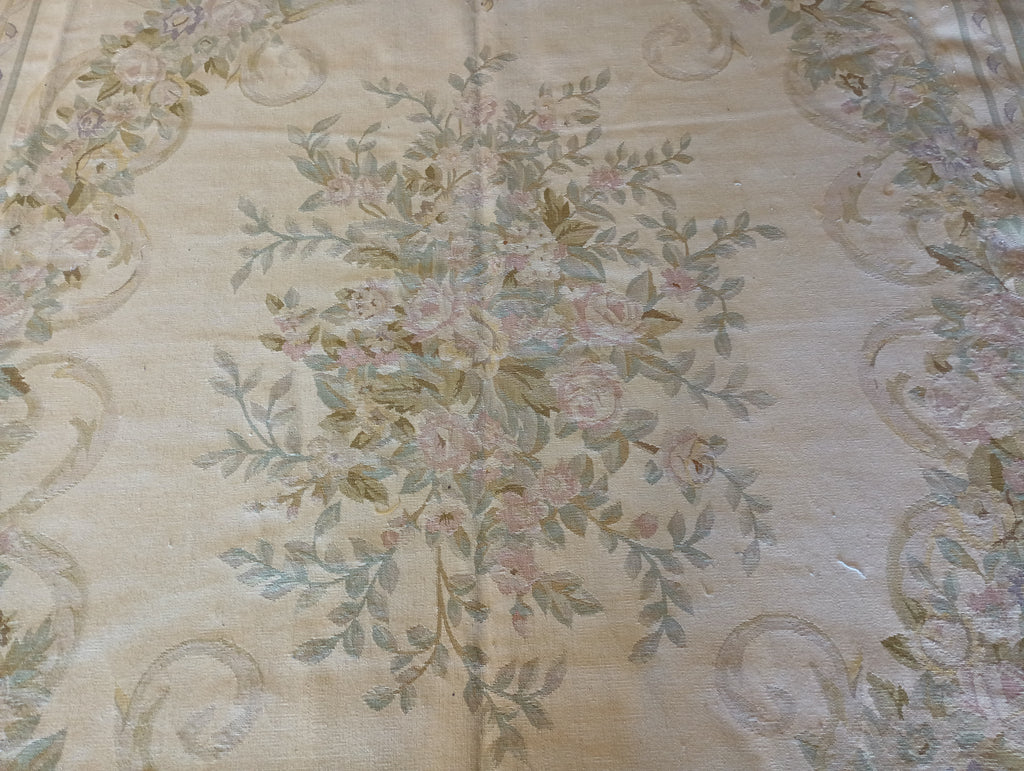9.2 x 12.5 French Aubusson Flat Weave Rug Neutral Colors #F-5808