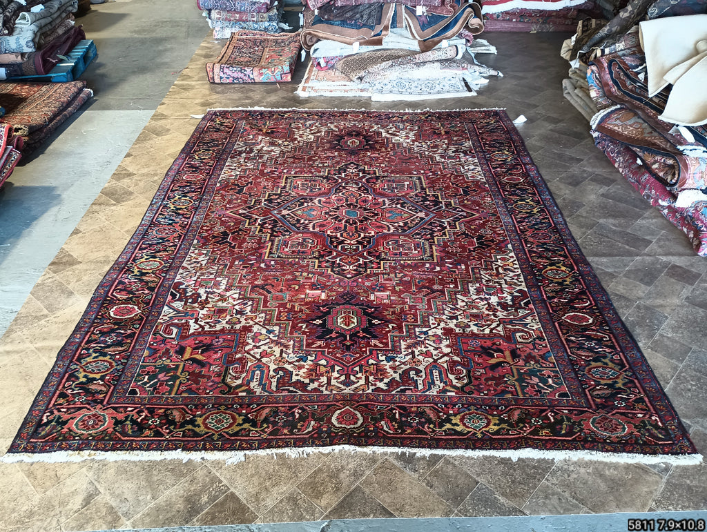 7.9 x 10.8 Persian Heriz Rug -Pre Owned #F-5811
