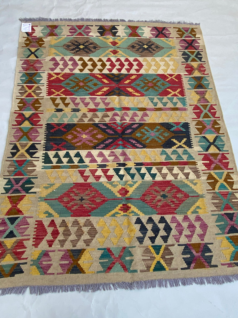 5 x 6 Multi-Color Red Kilim Rug K-50