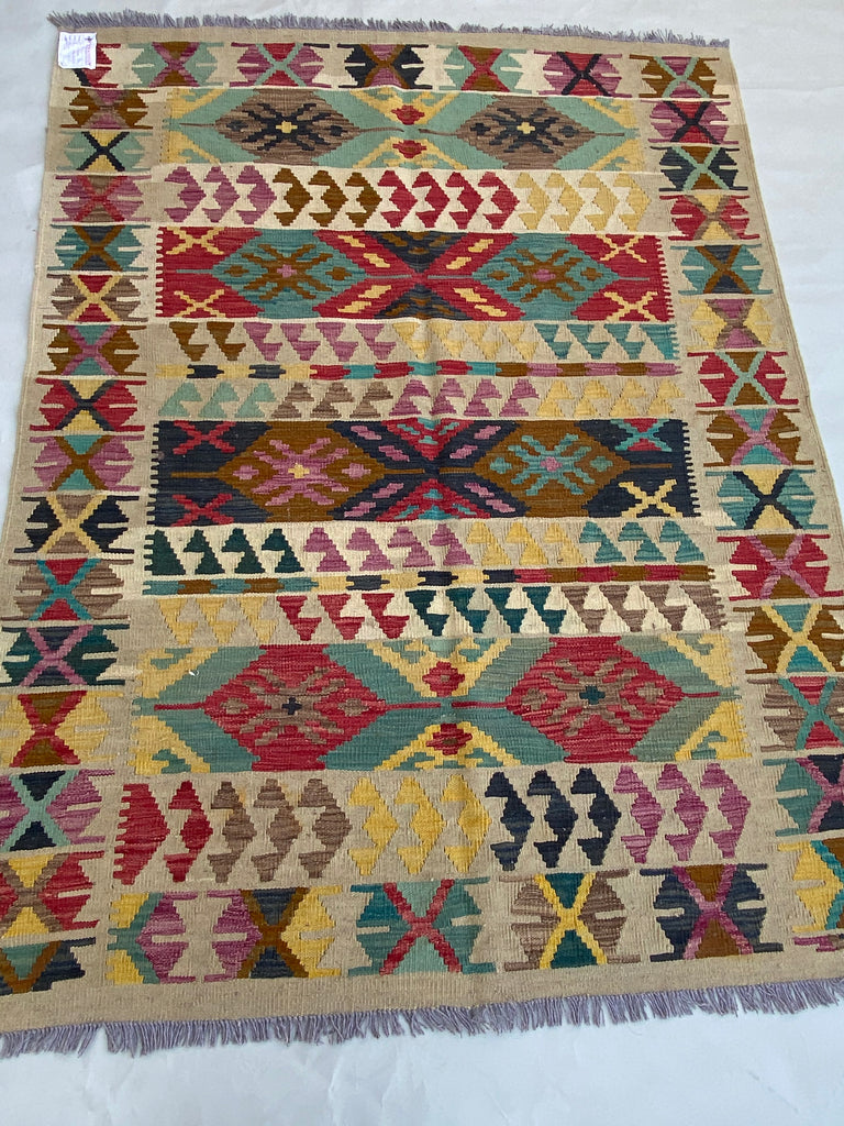 5 x 6 Multi-Color Red Kilim Rug K-50