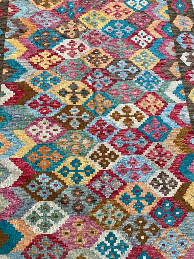 5 x 8 Multi-Color Light Brown Kilim Rug K-91