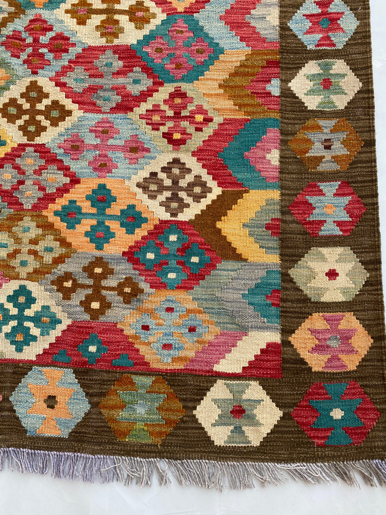 5 x 8 Multi-Color Light Brown Kilim Rug K-91