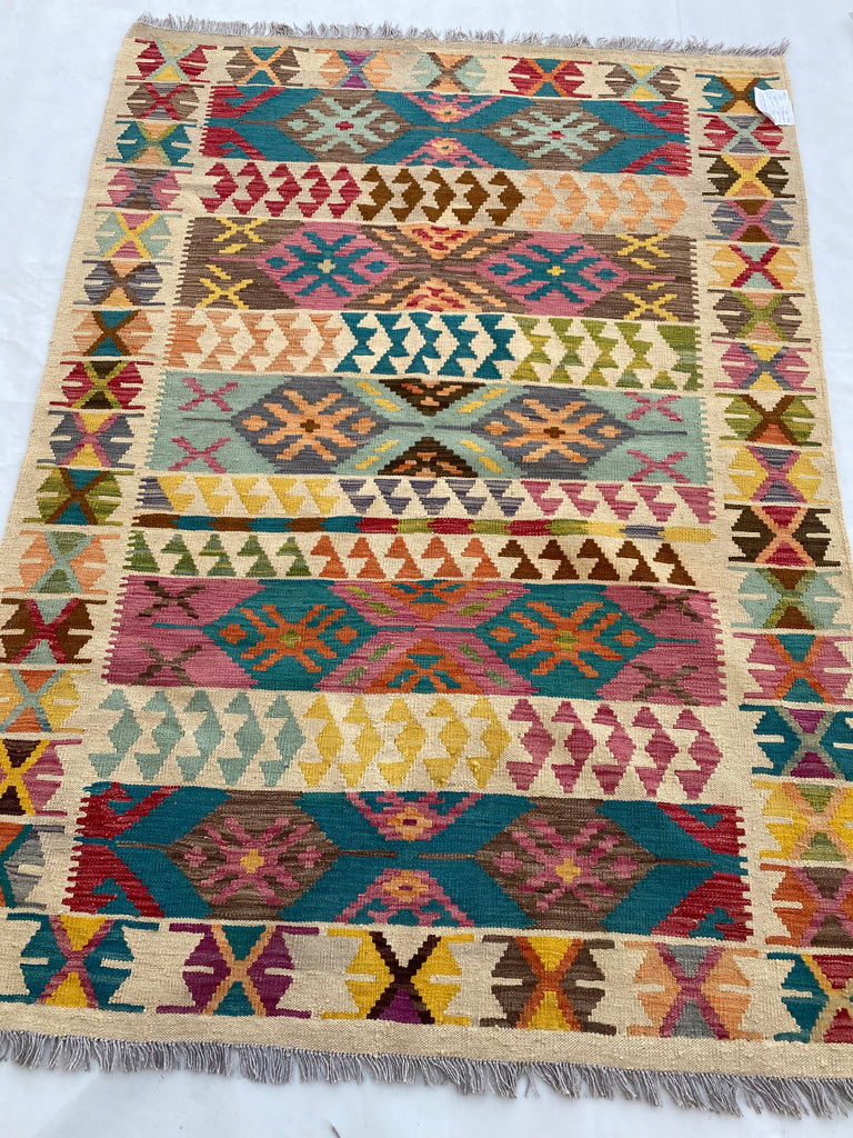 5 x 6 Multi-Color Ivory Kilim Rug K-95