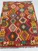 Load image into Gallery viewer, 5 x 6 Multi-Color Red Kilim Rug K-114