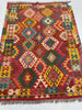 Load image into Gallery viewer, 5 x 6 Multi-Color Red Kilim Rug K-114