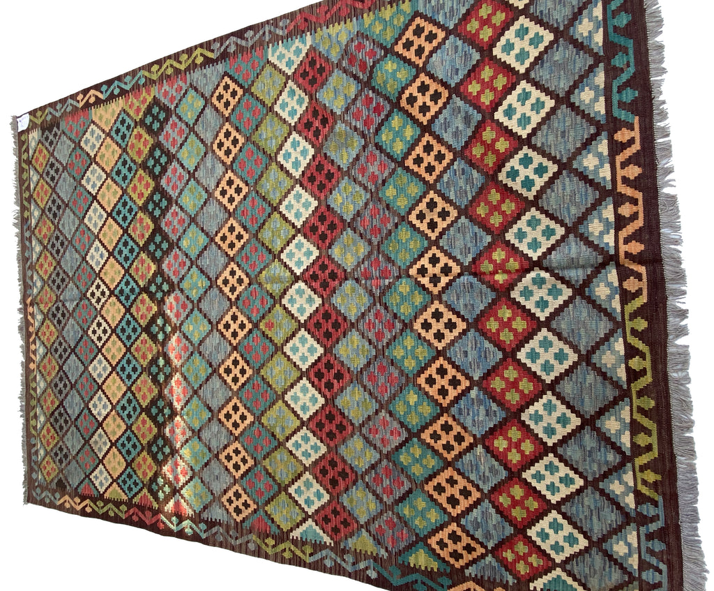 7 x 10 Multi-Color Red Kilim Rug K-115