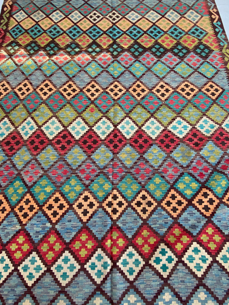 7 x 10 Multi-Color Red Kilim Rug K-115