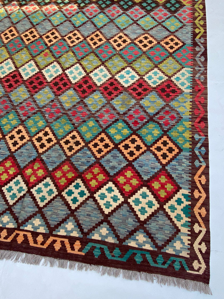 7 x 10 Multi-Color Red Kilim Rug K-115