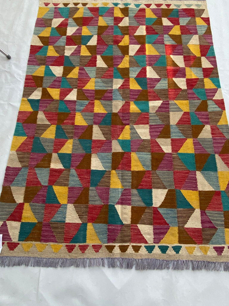 5 x 6 Multi-Color Red Kilim Rug K-122