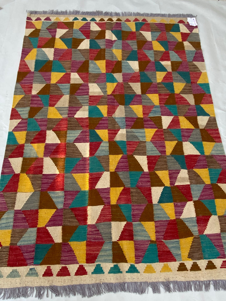 5 x 6 Multi-Color Red Kilim Rug K-122