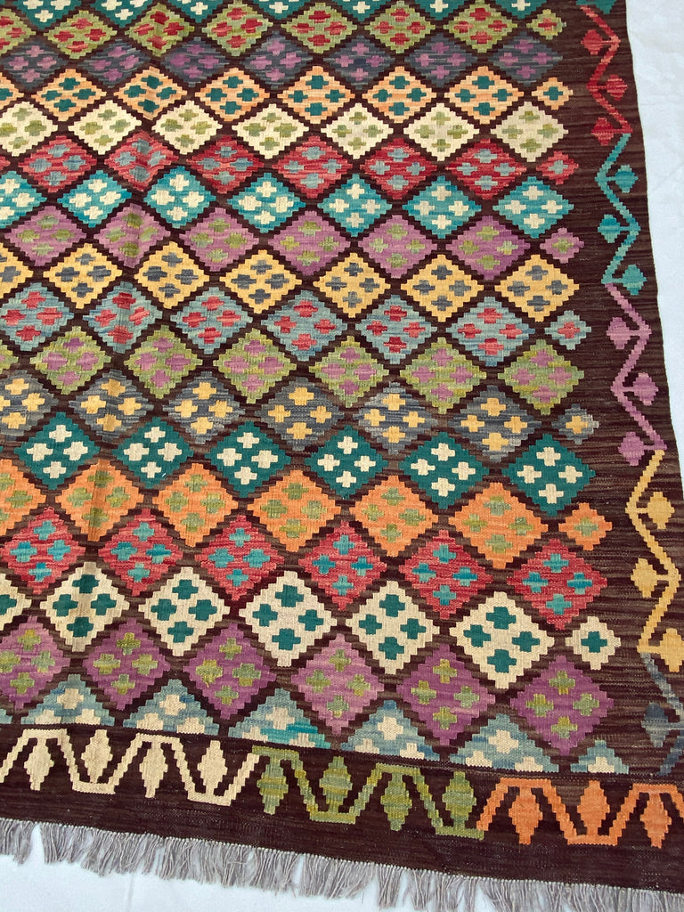 5 x 8 Multi-Color Brown Kilim Rug K-124