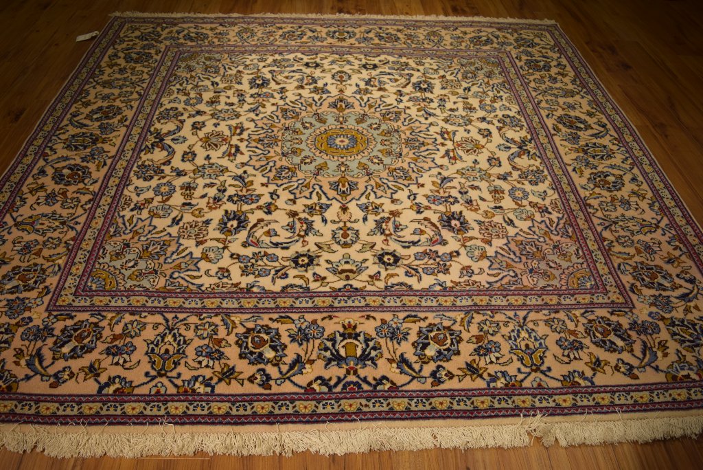 7.9 x 8.1 Ivory Traditional Persian Rug #LA-52839