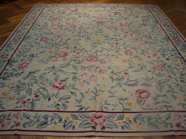 7.10 x 10 FRENCH COUNTRY FLORAL Needlepoint Rug 11015