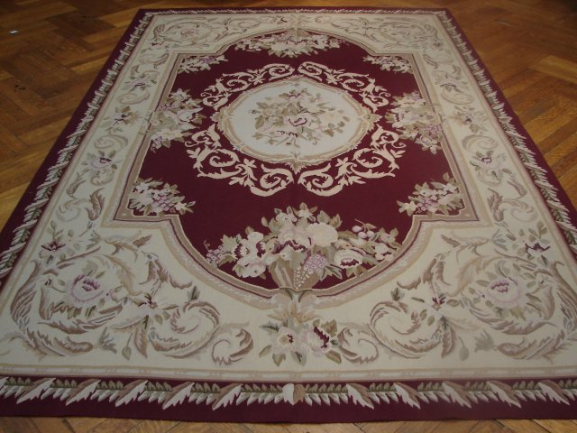 6 x 9 French Aubusson Weave Rug Burgundy #11230