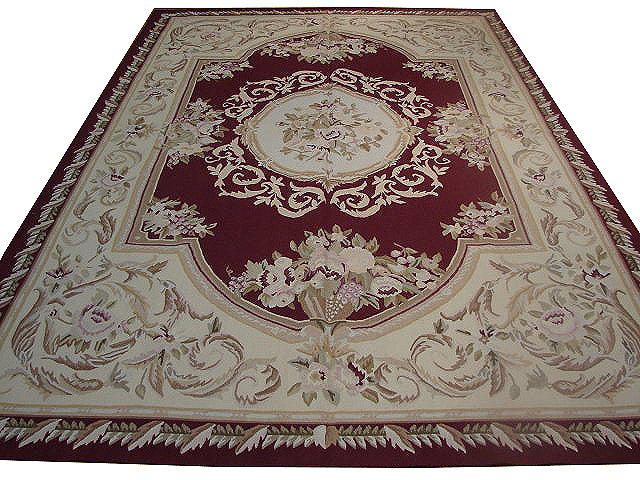 6 x 9 French Aubusson Weave Rug Burgundy #11230
