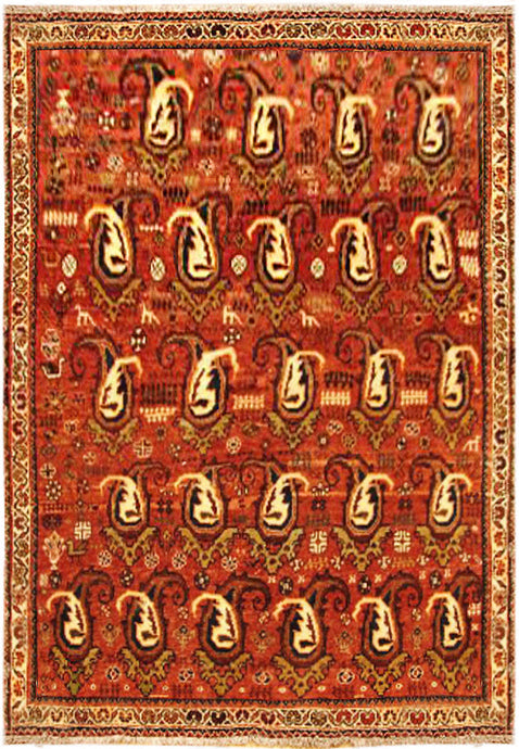 5' x 6'-Red-Semi-Antique-Persian-Shiraz-Tribal-Rug.jpg