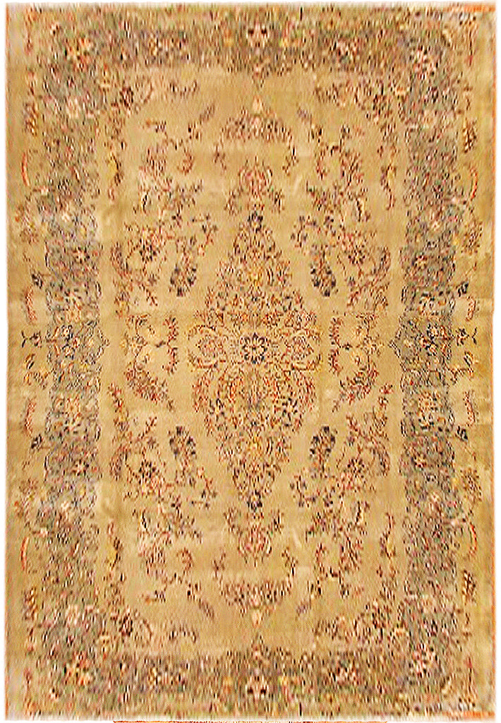 8.3 x 11.7 SEMI-ANTIQUE LIGHT GREEN Persian Kashan Classic Rug 13302