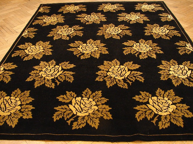 7.9 x 9.10 Black Wool Nepalese/Nepali/Tibet Rug #PIX-13733